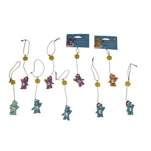 New Used Vintage Care Bears Mini Christmas Ornaments Set 9 Holiday 2004 Share